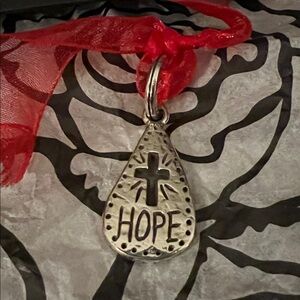 Brighton Silver Teardrop Pendant “HOPE” Charm with Cross